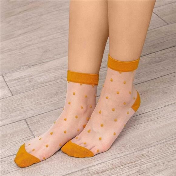 Sheer Ankle Socks – Polka Dot Mesh, Breathable Lace Style, 4 Colors - Picture 5 of 5